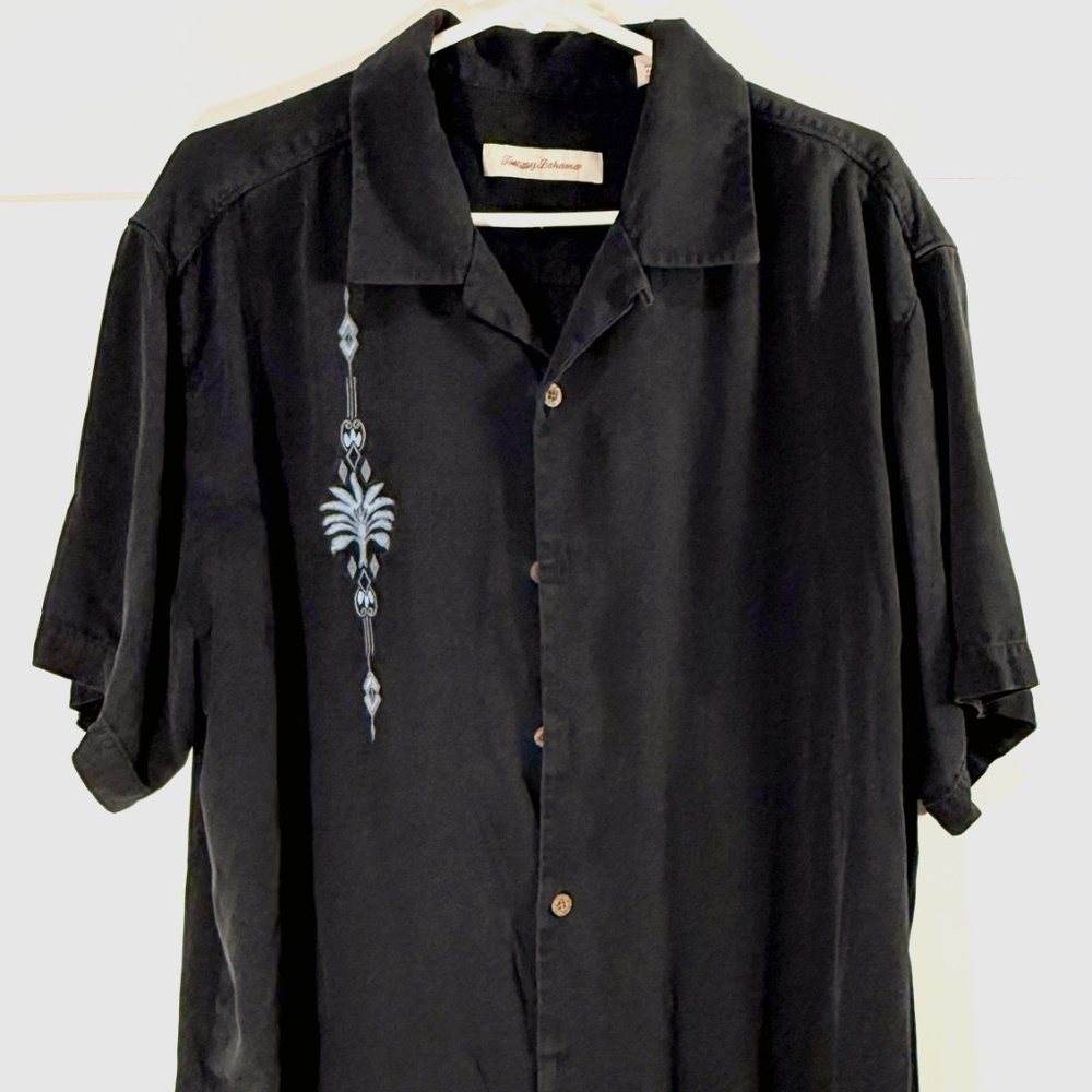 Tommy Bahama Embroidered 100% Silk Bowling / Camp Shirt - XL